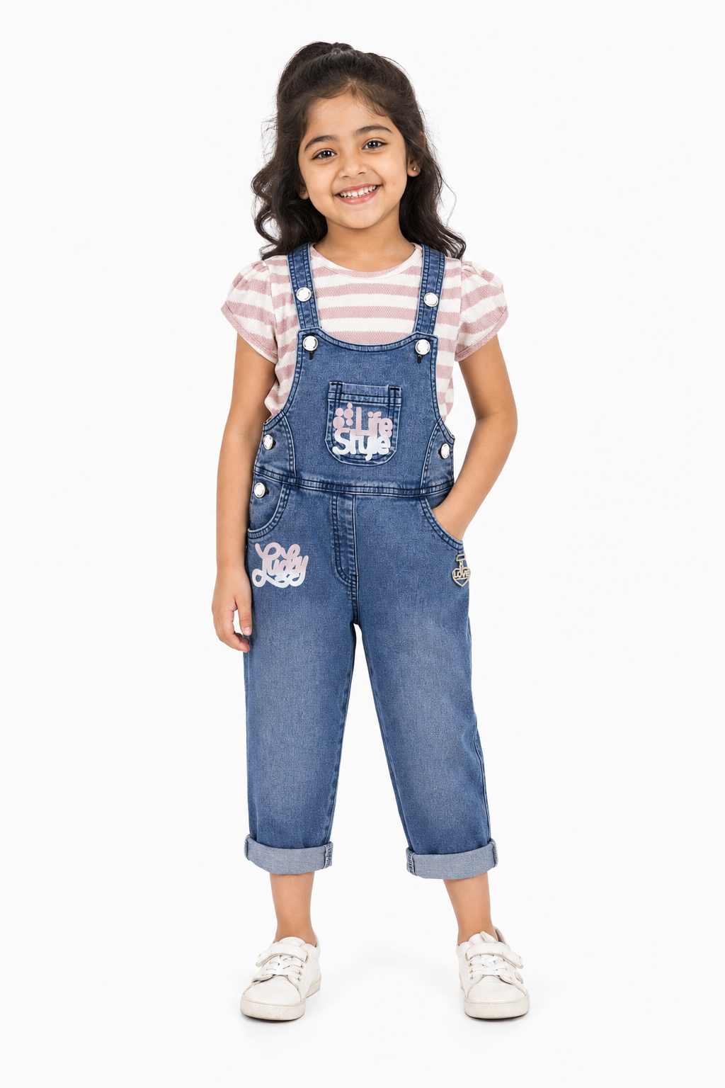 Berry Stripe Dungaree Set