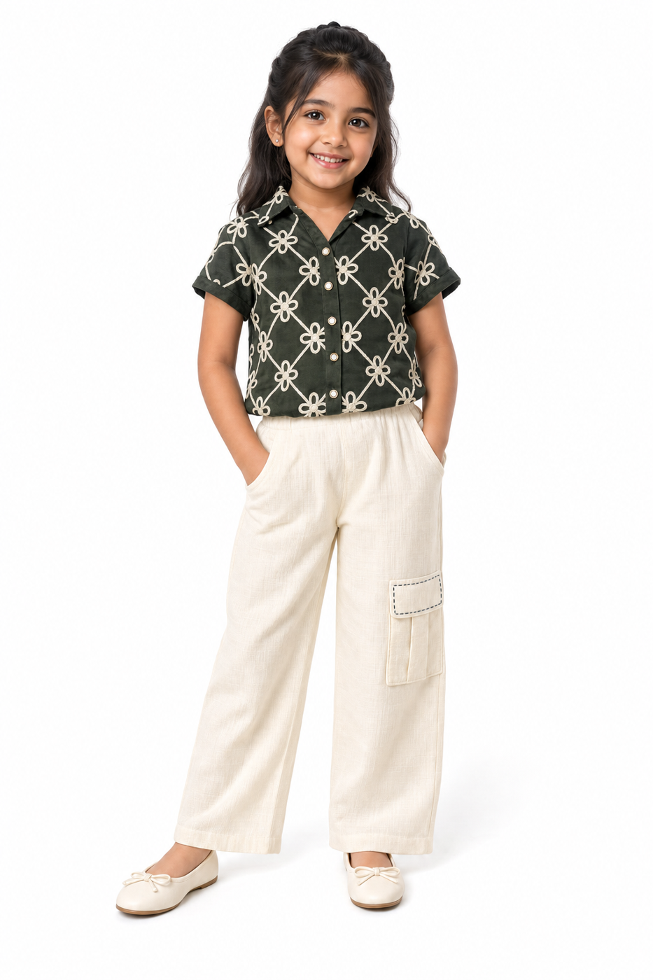 Green Print Shirt & Trouser Set