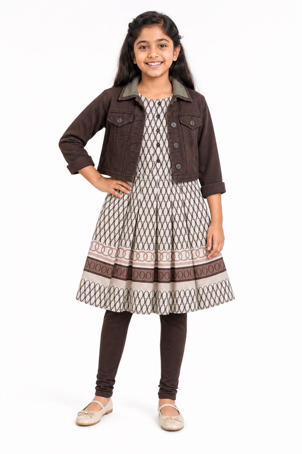 Coffee Geometric Dress