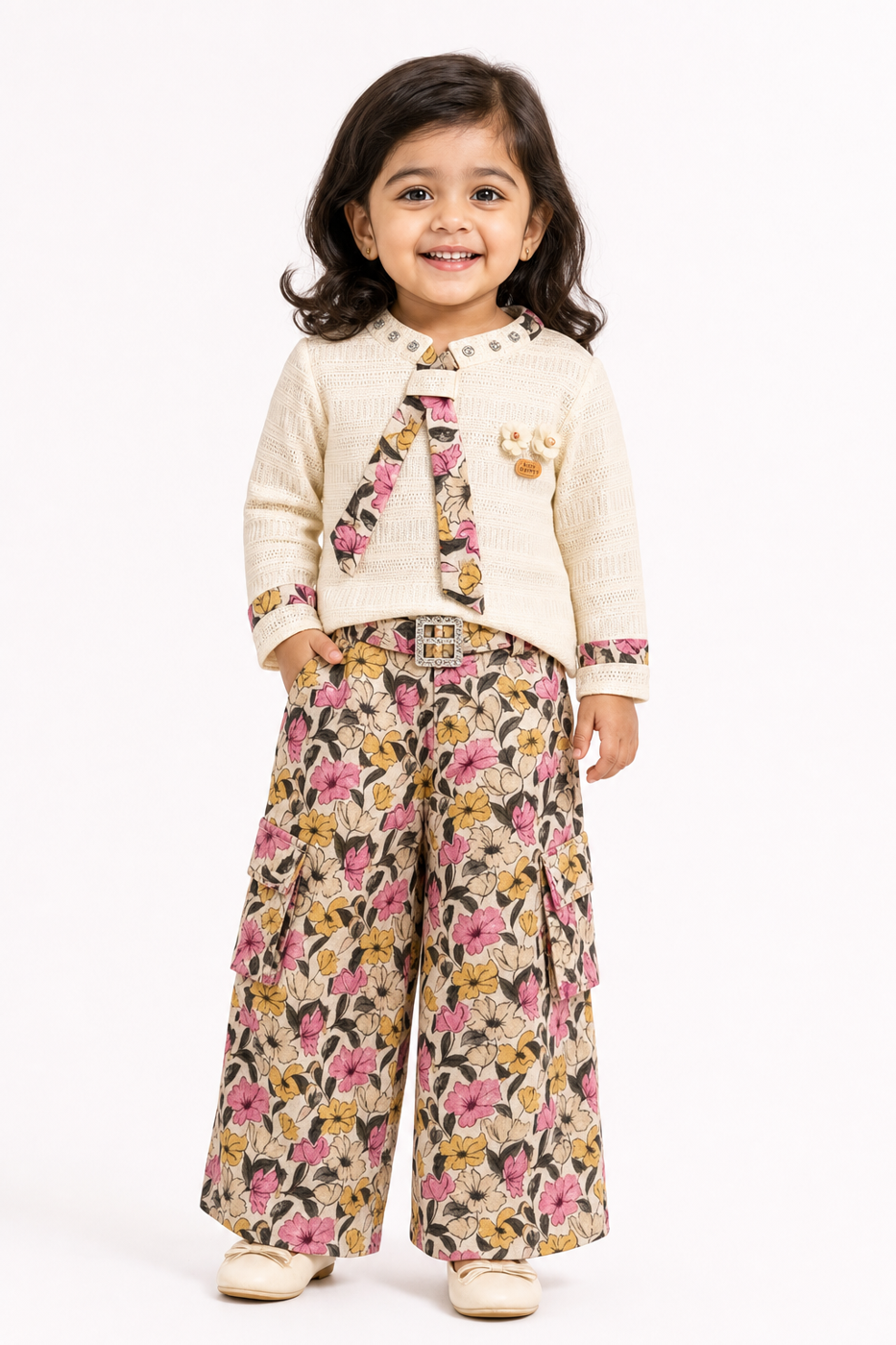 Ivory Jacket & Floral Palazzo Set