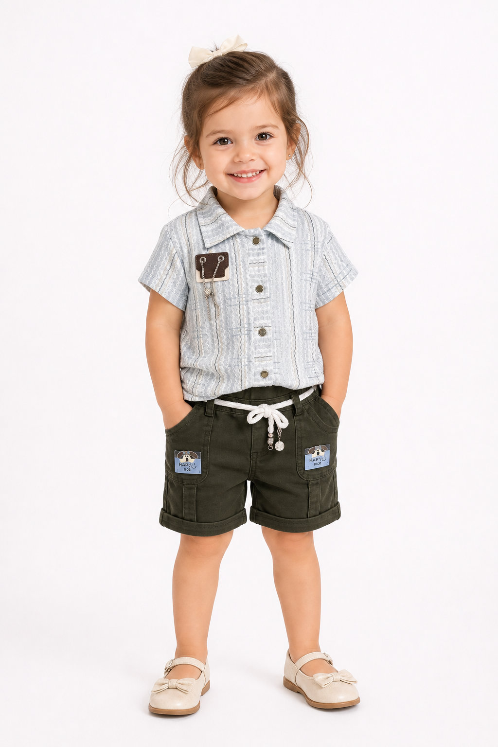 Breezy Stripe Shirt & Shorts Set