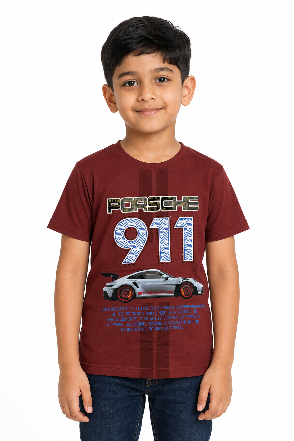 Maroon Car Print T-shirt