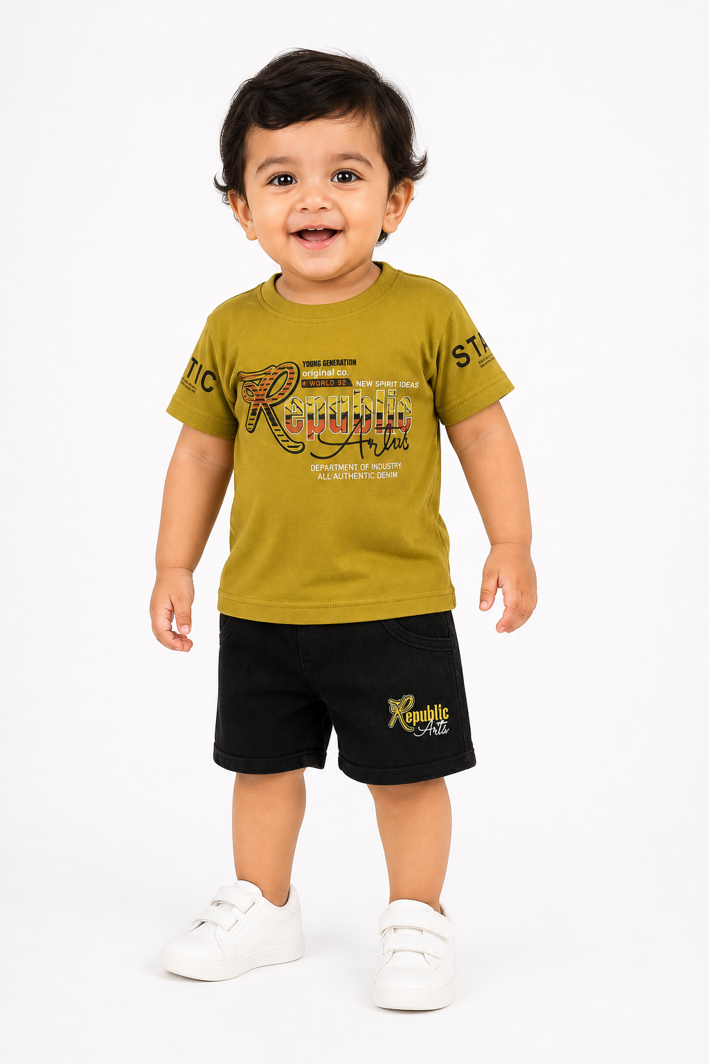 Mustard Graphic Tee & Shorts