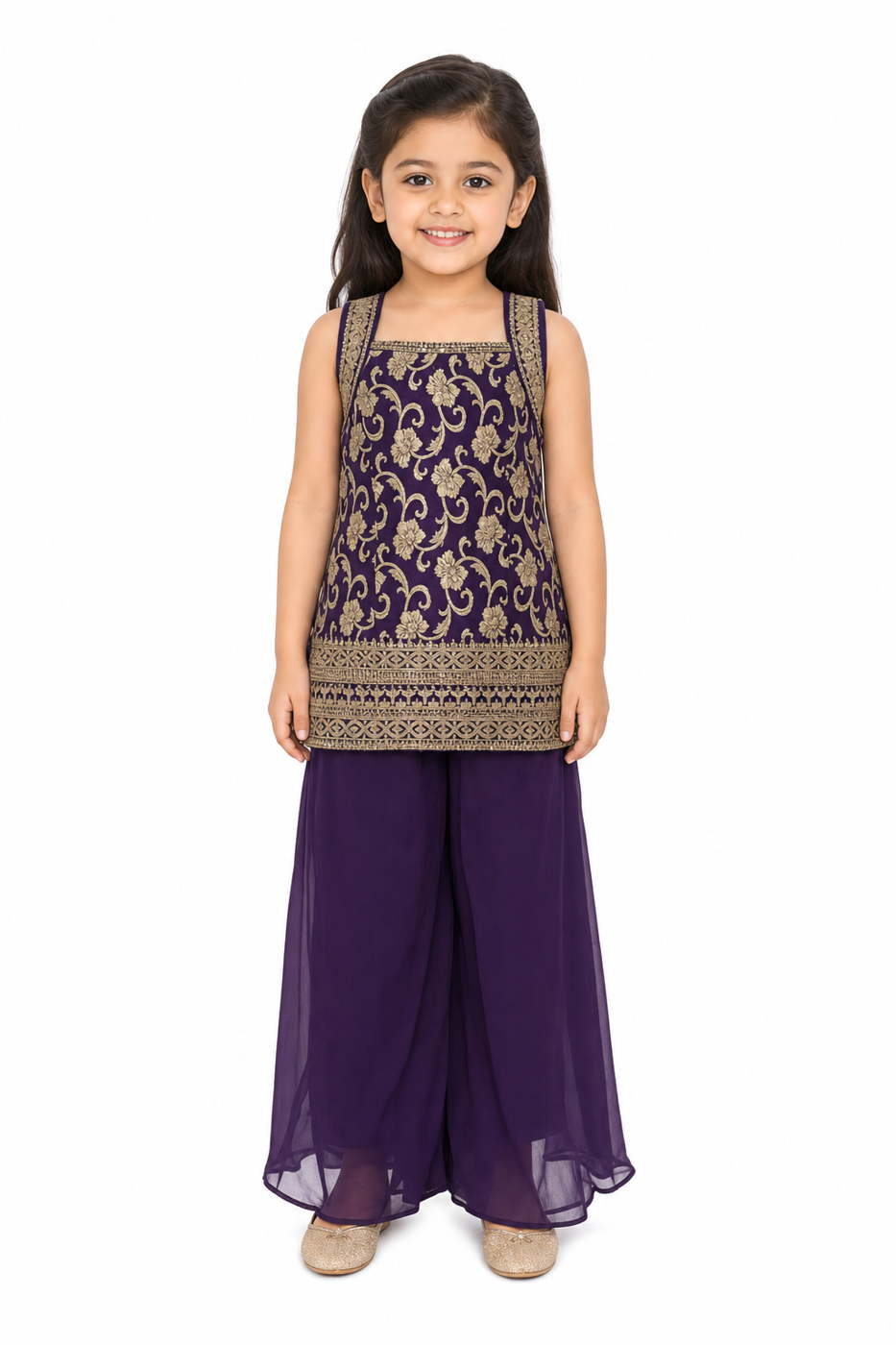 Purple Zari Palazzo Set