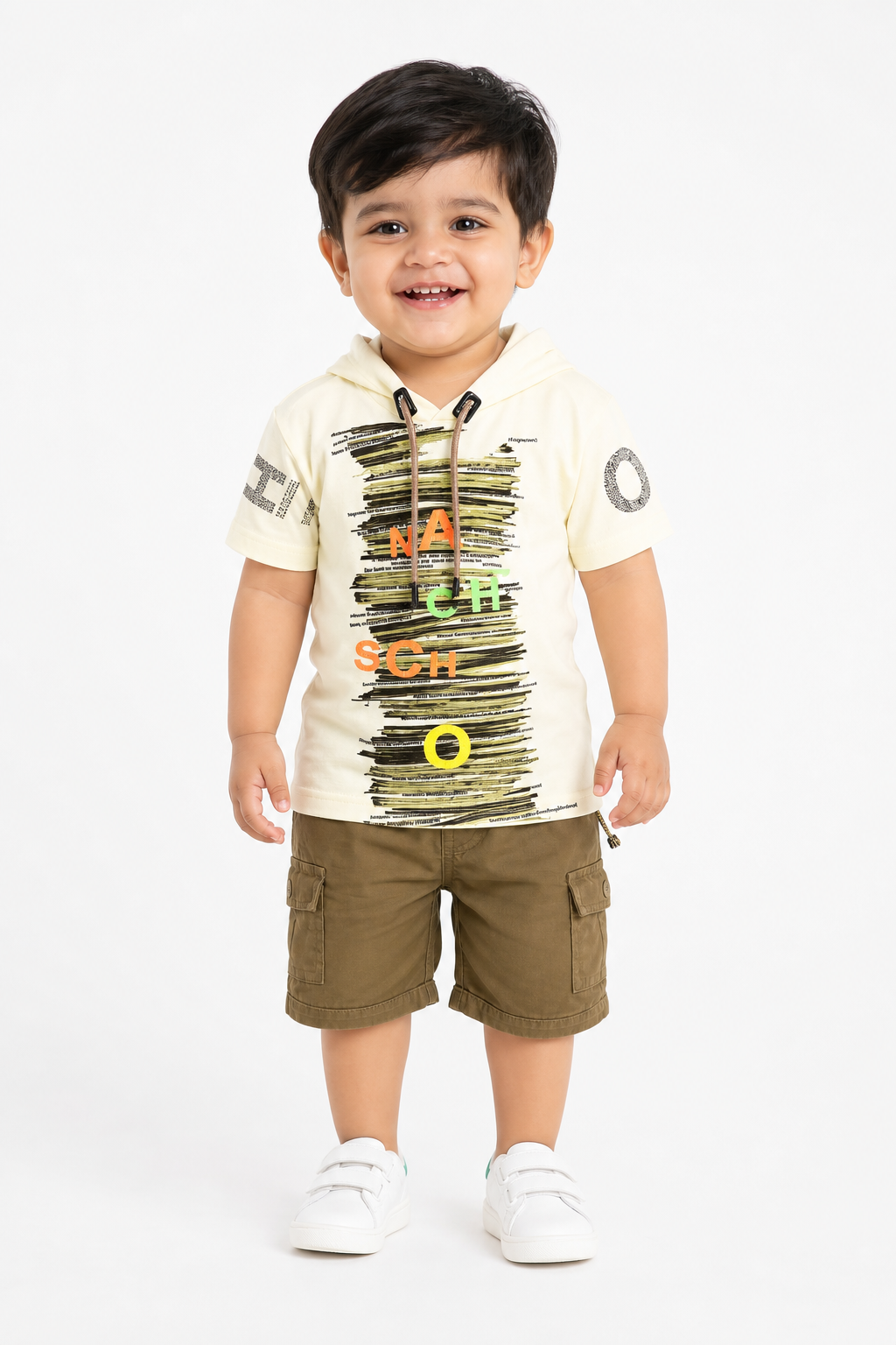 Cream Graphic Tee & Shorts