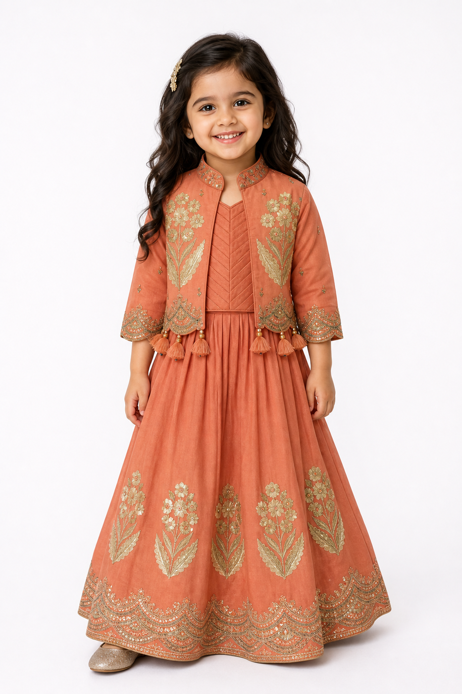 Peach Embroidered Lehenga