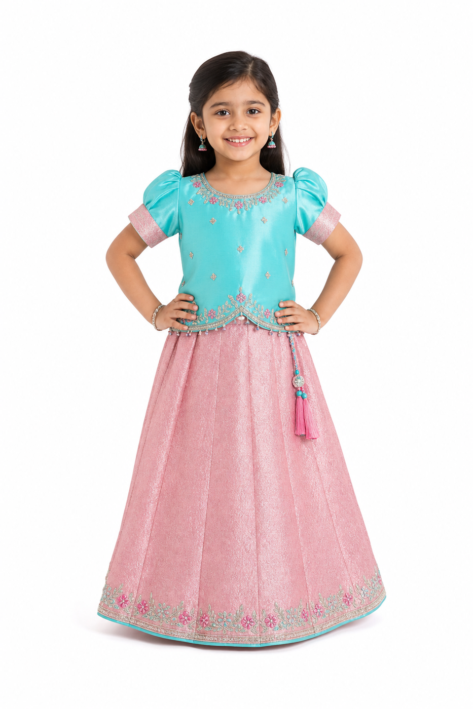 Aqua & Pink Lehenga
