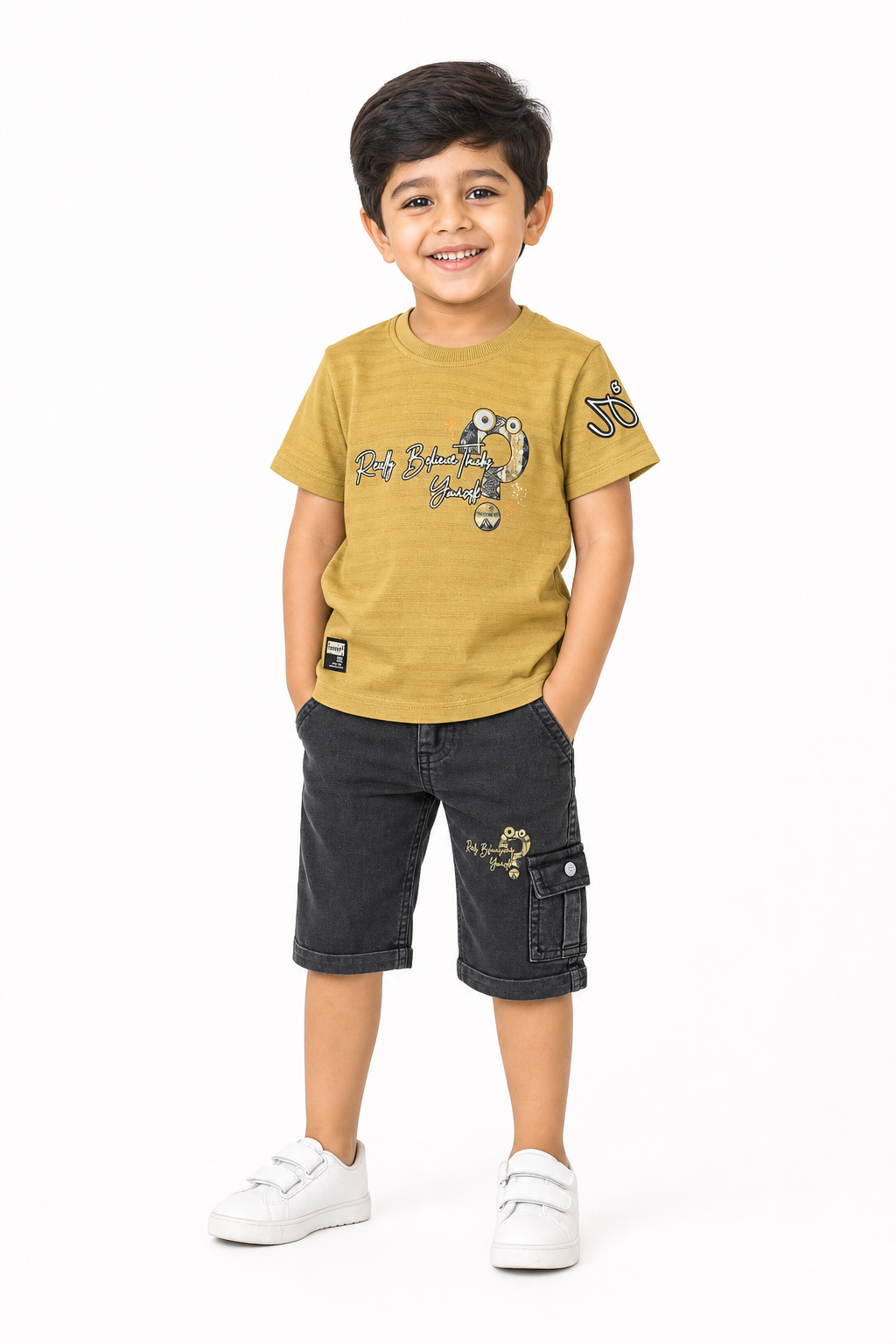 Mustard Dino Tee & Shorts