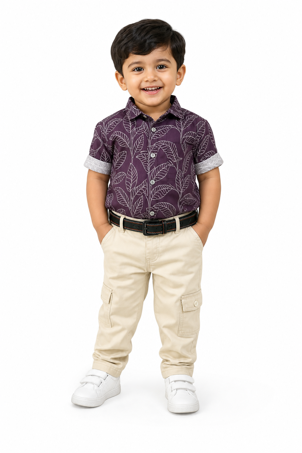 Purple Printed Shirt Set