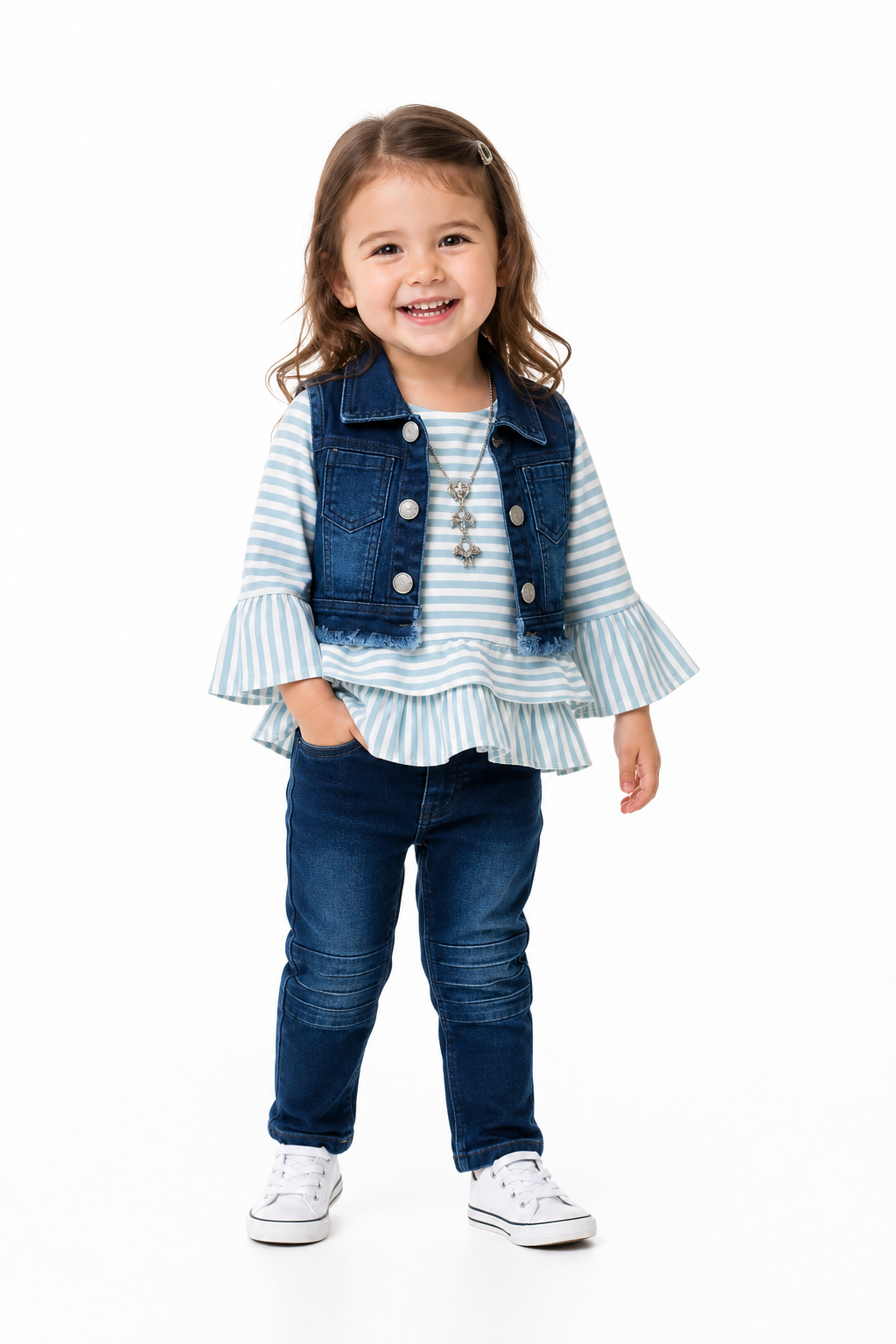 Sky Stripe Denim Set