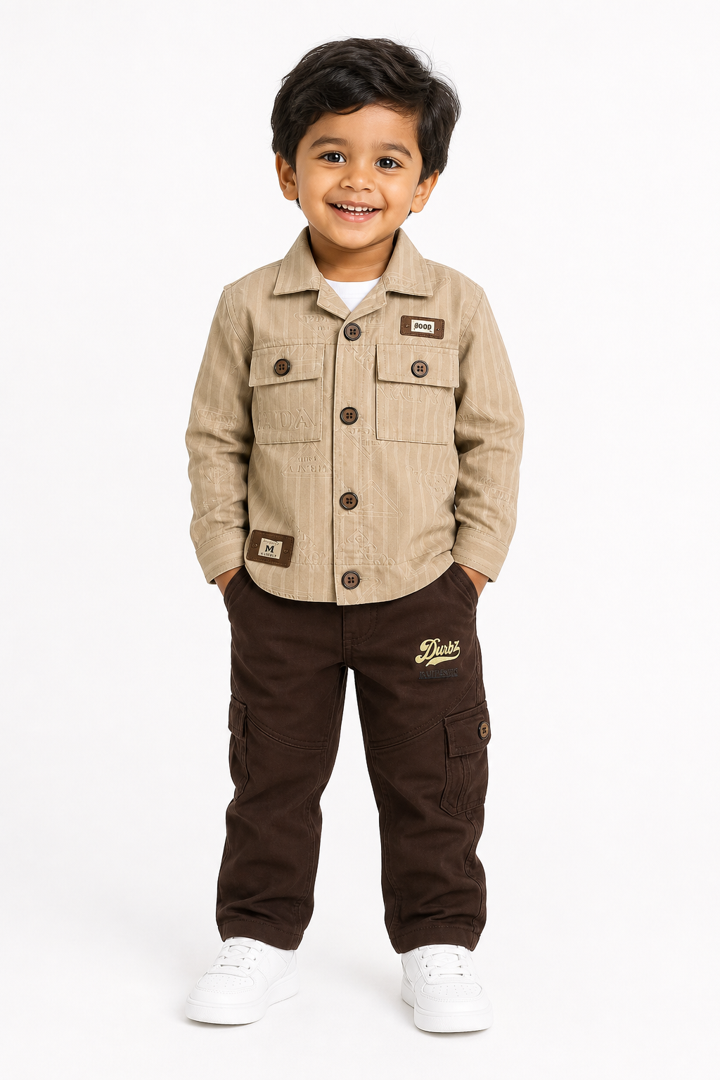 Beige Coat & Cargo Set