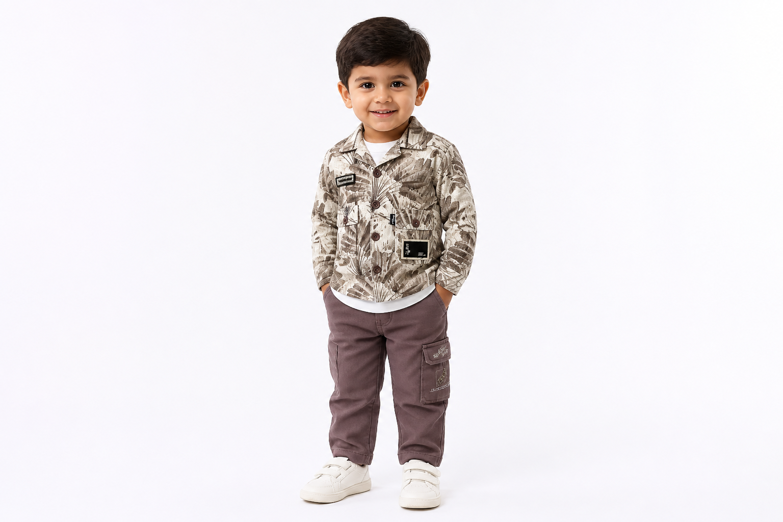 Grey Printed Jacket & Trouser Set