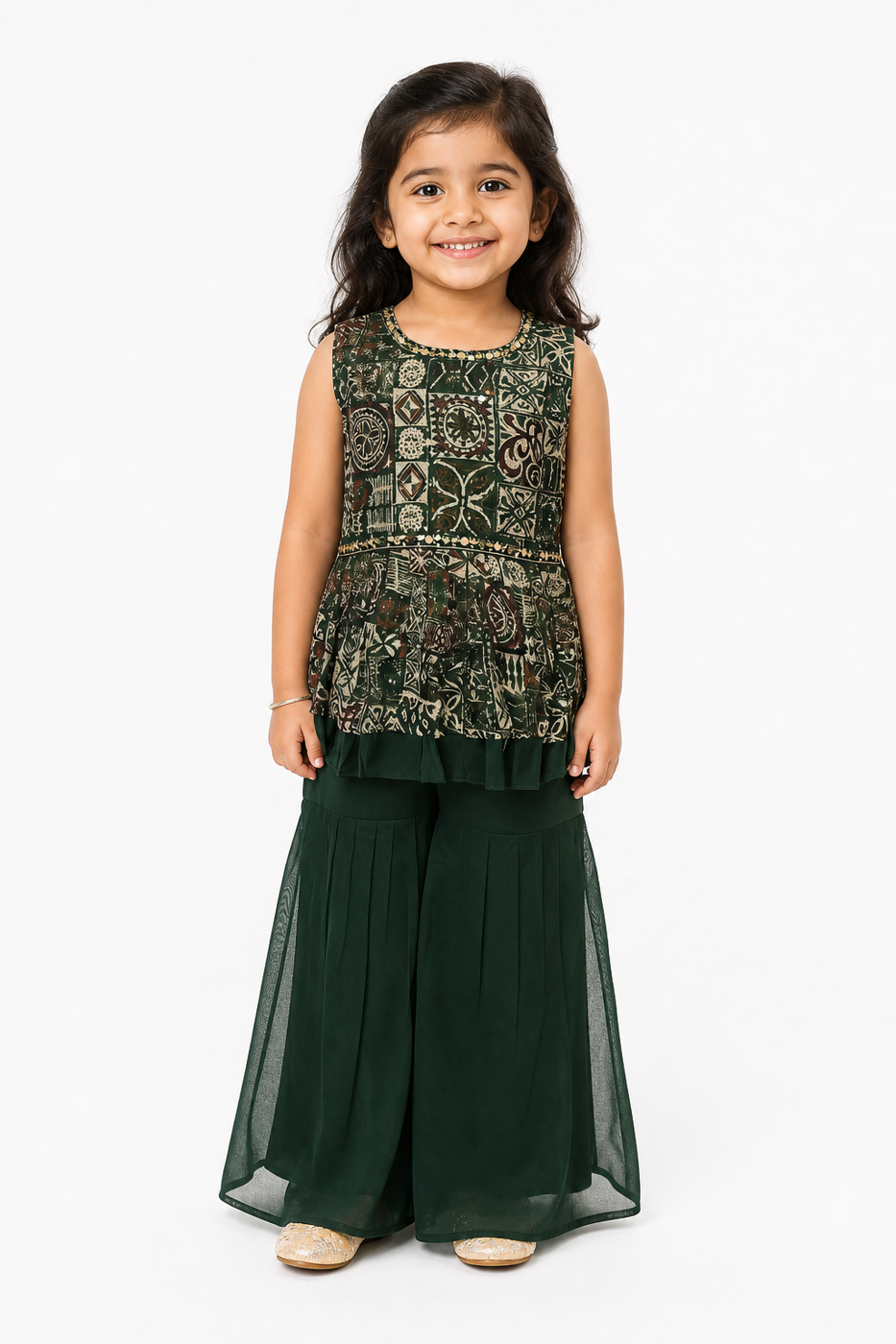Emerald Green Sequin Sharara Set