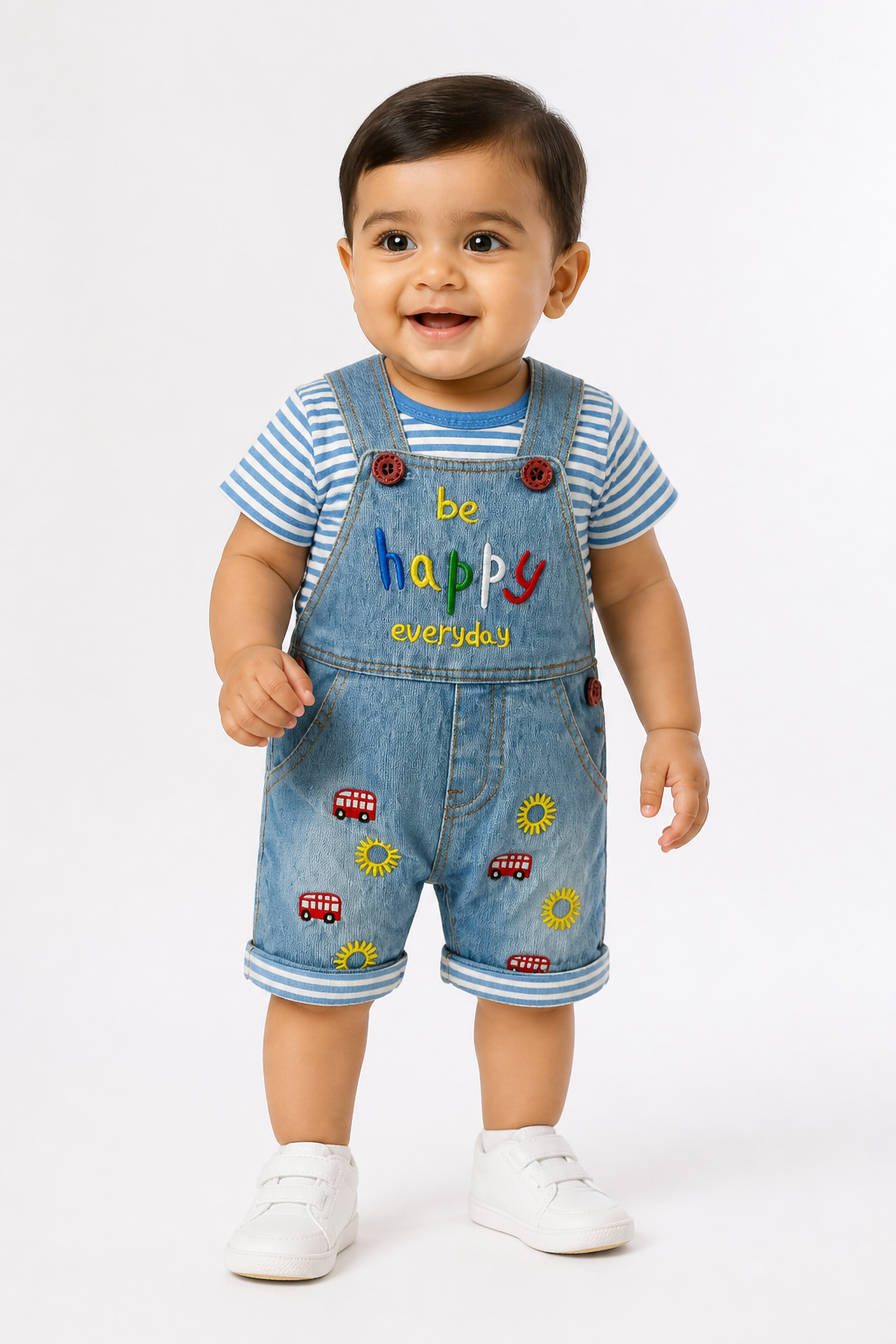 Ice Blue Denim Dungaree Set