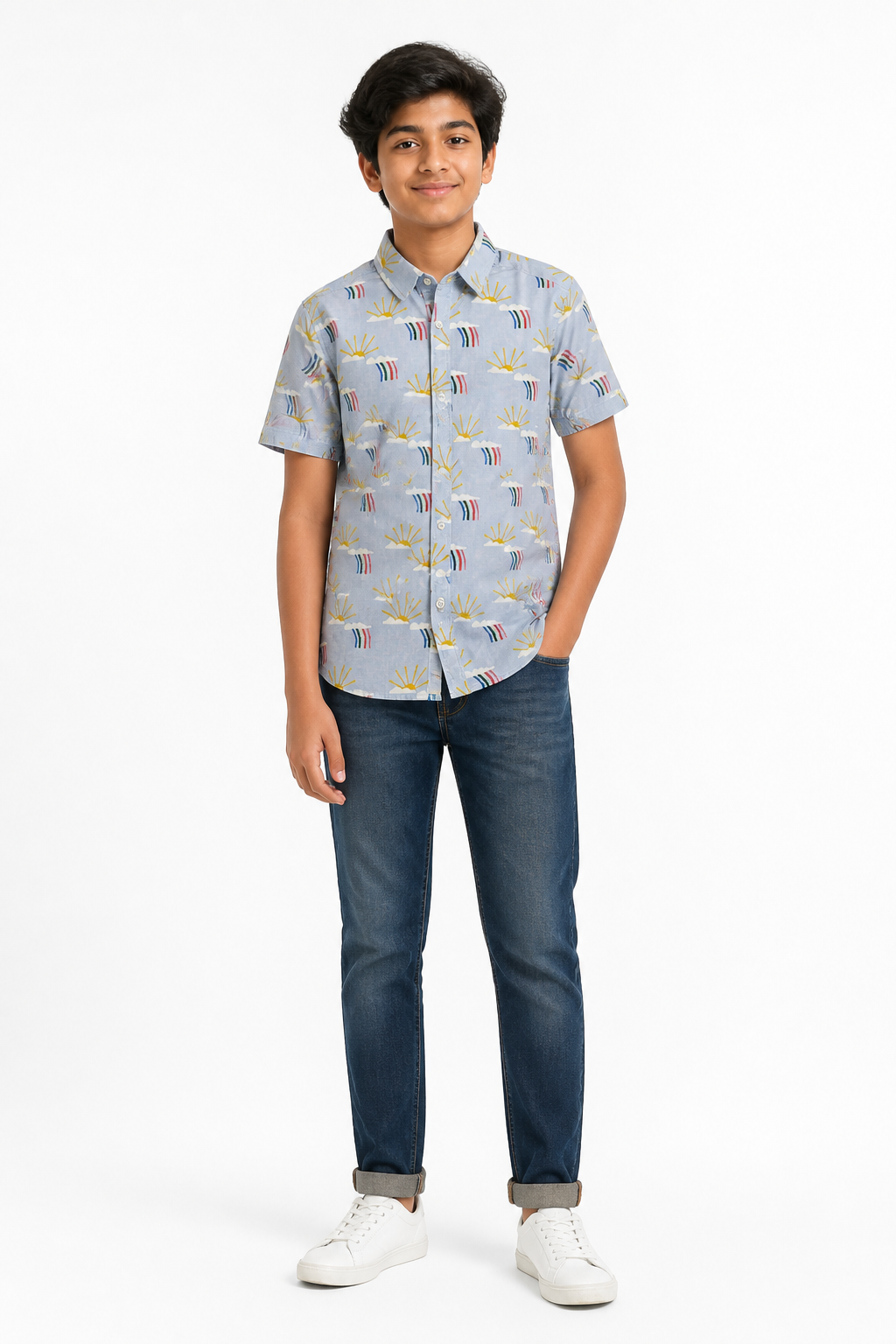 Light Blue Printed Shirt