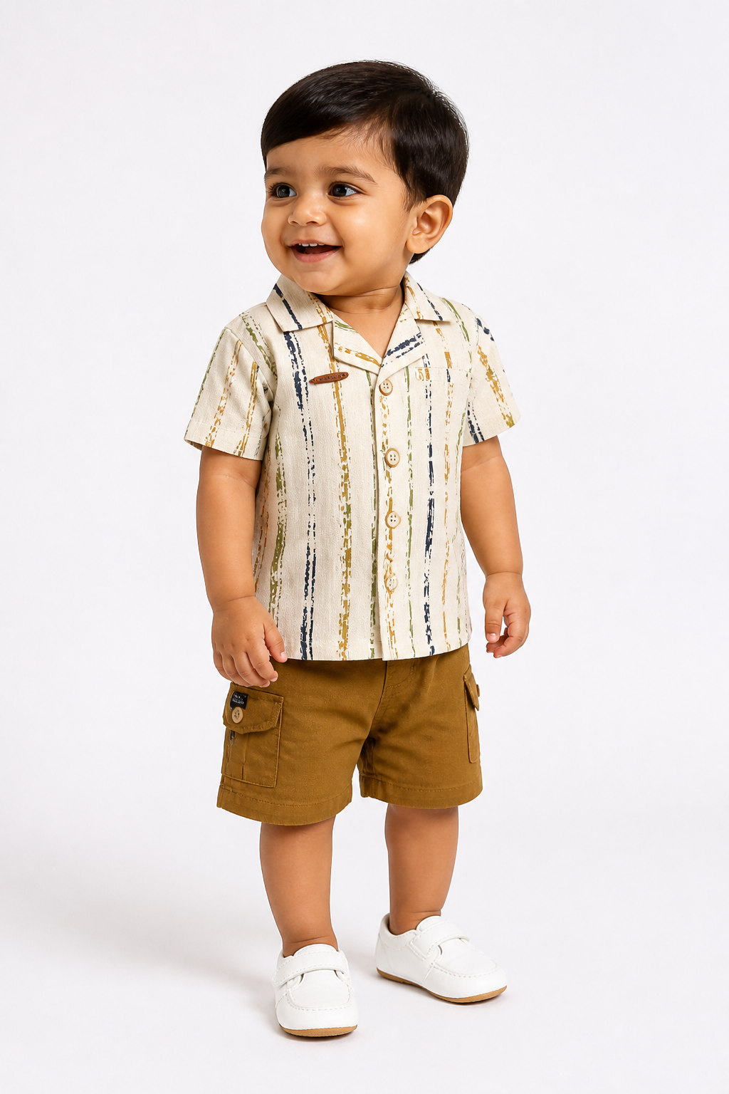 Printed Shirt & Cargo Shorts Set