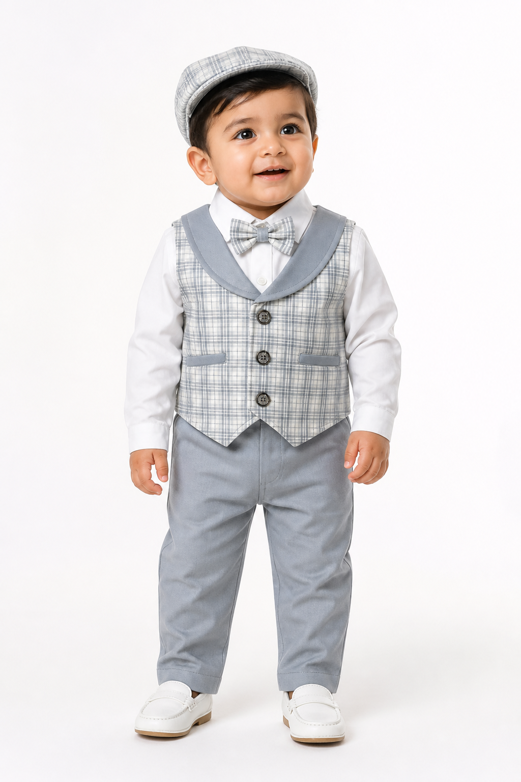 Grey Checked Waistcoat Suit