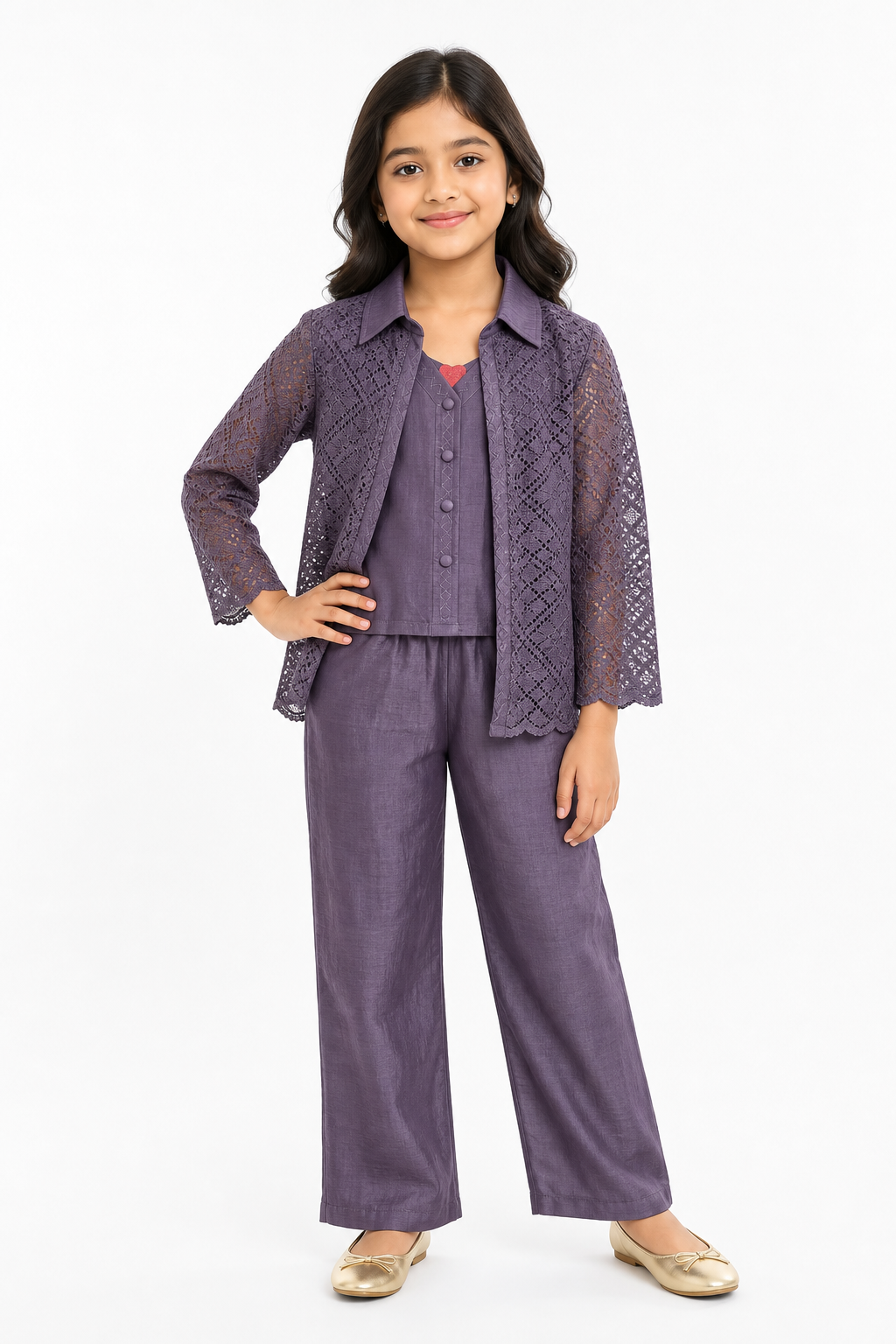 Purple Lace Co-ord Set