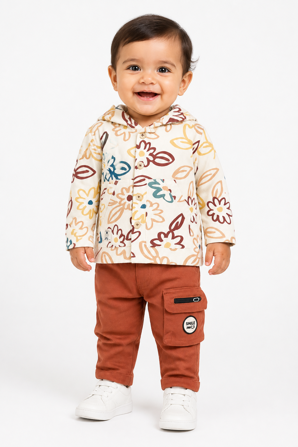Rust Floral Shirt & Cargo Set