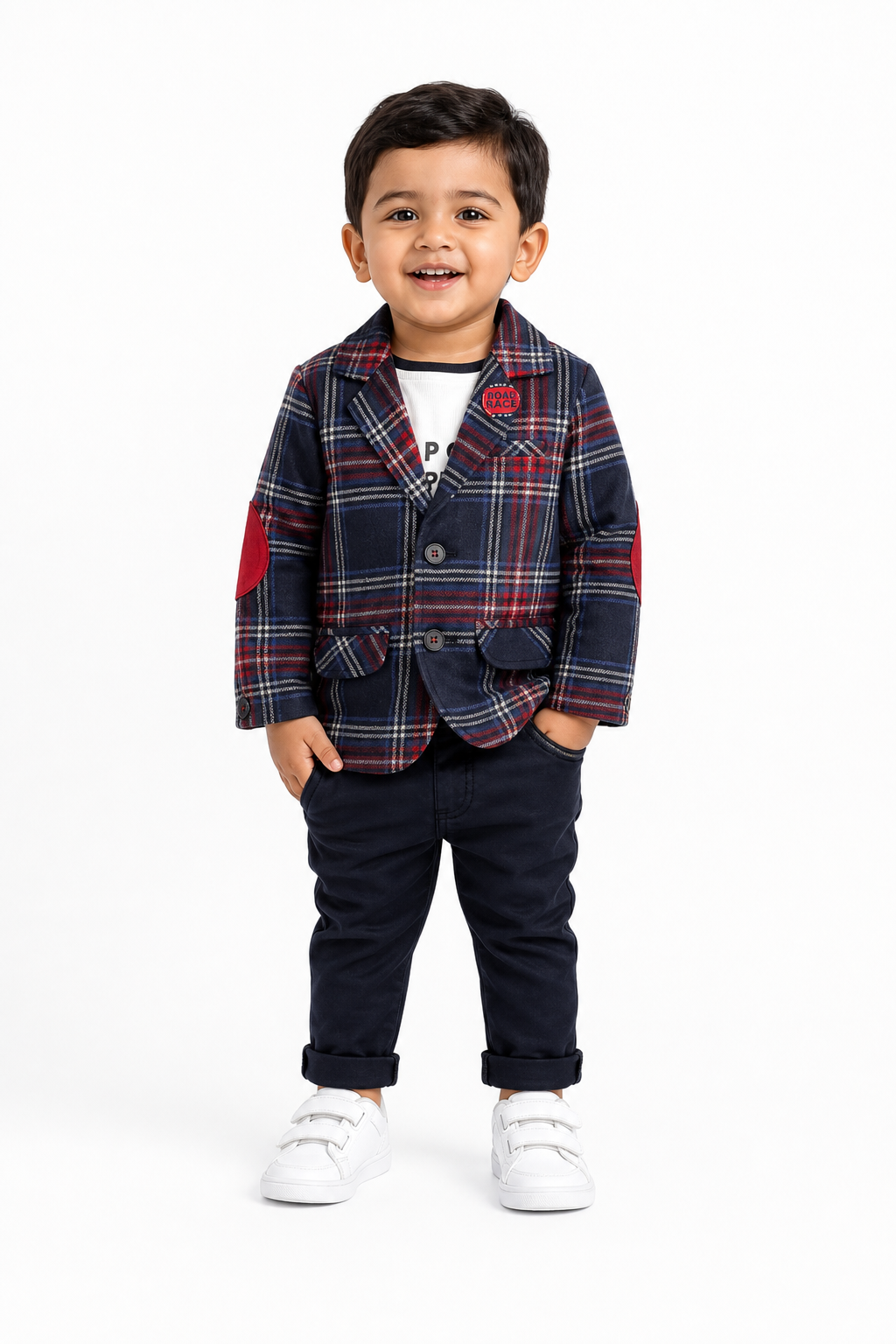 Navy Check Blazer Set