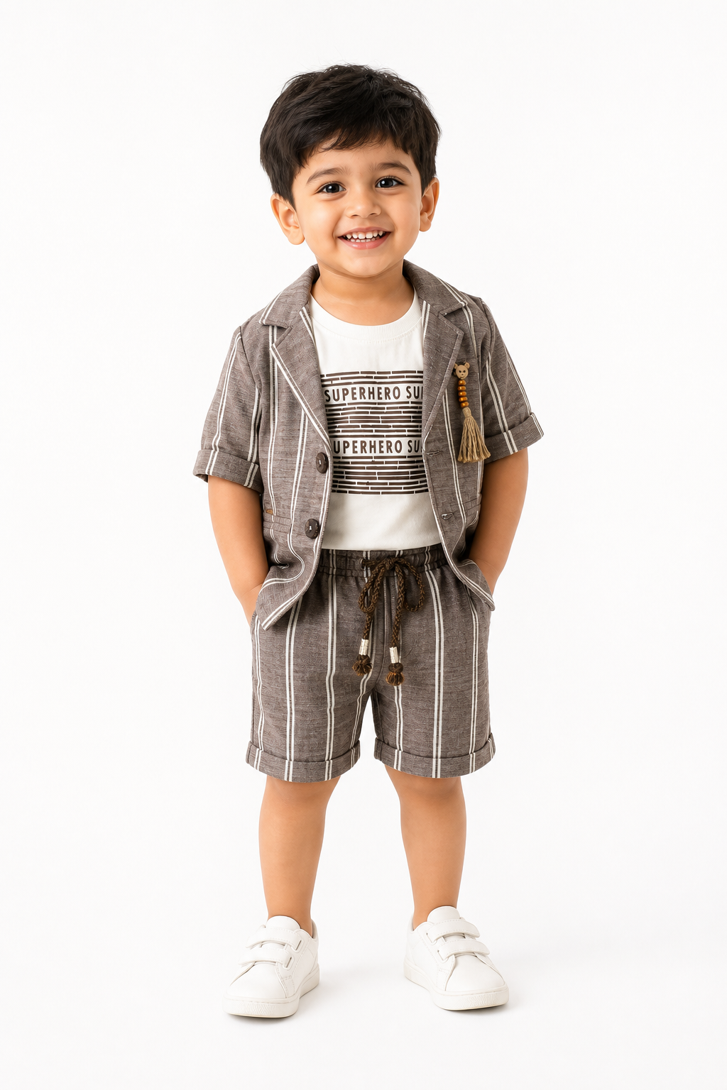 Brown Stripe Suspender Set