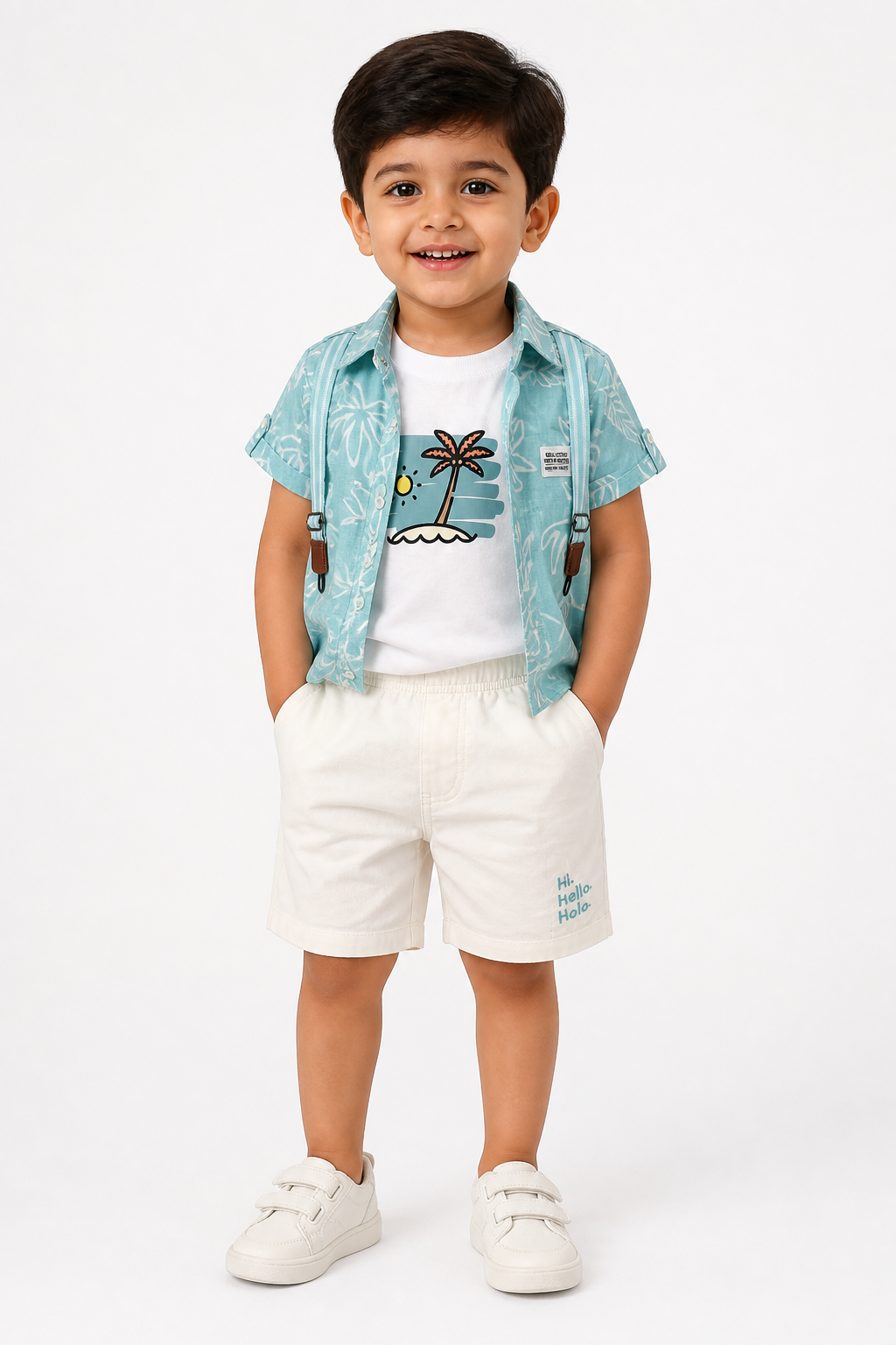 Teal Half-Sleeve Shirt & Shorts Set