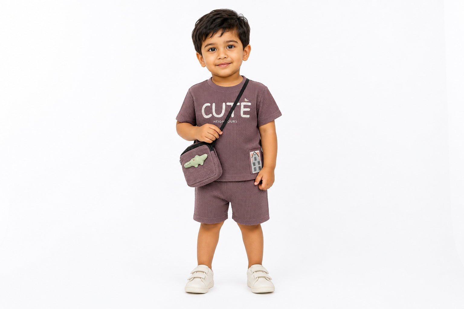 Cute Mauve T-Shirt & Shorts Set
