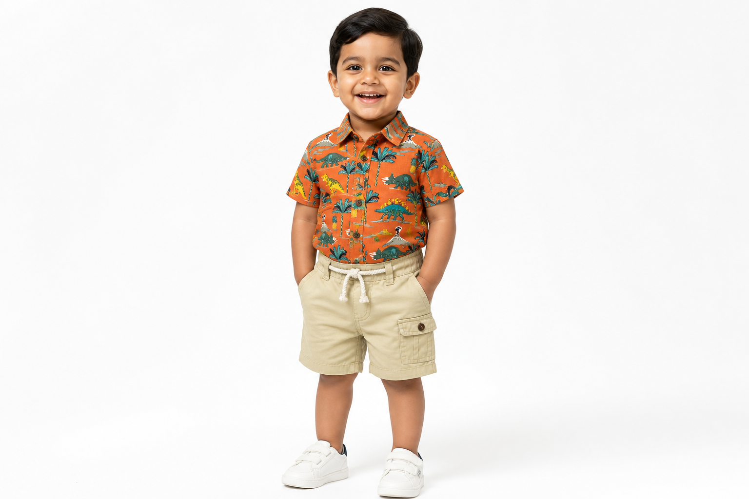 Orange Floral Shirt & Shorts Set