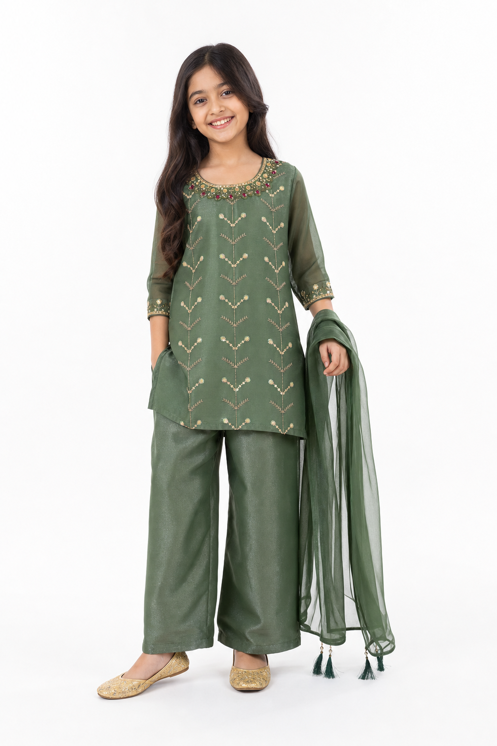 Sage Green Kurta Palazzo Set