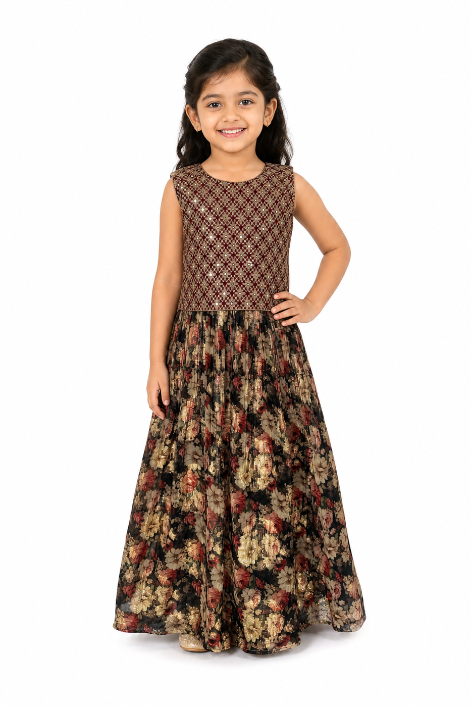 Maroon Floral Lehenga