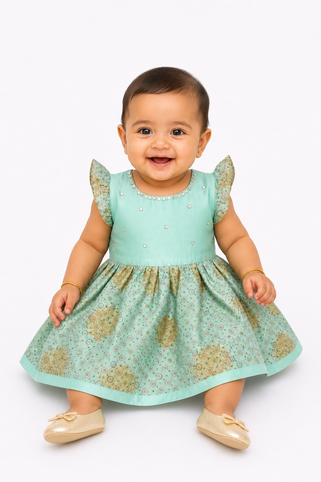 Mint Floral Silk Frock