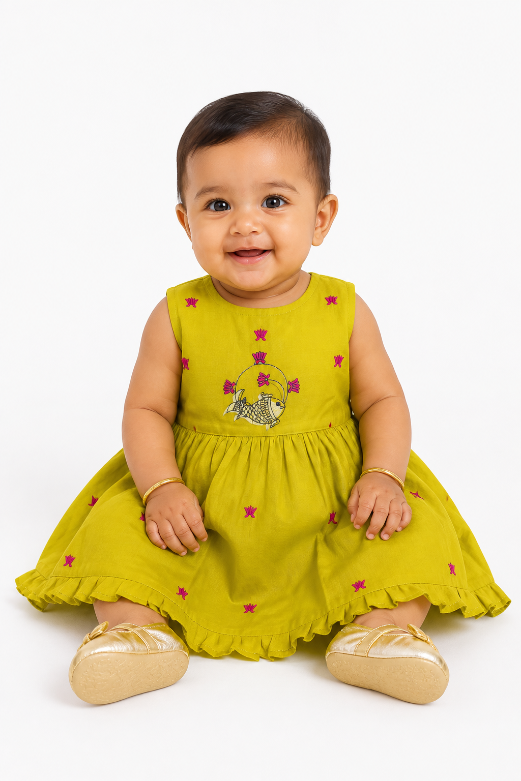Olive Green Silk Frock