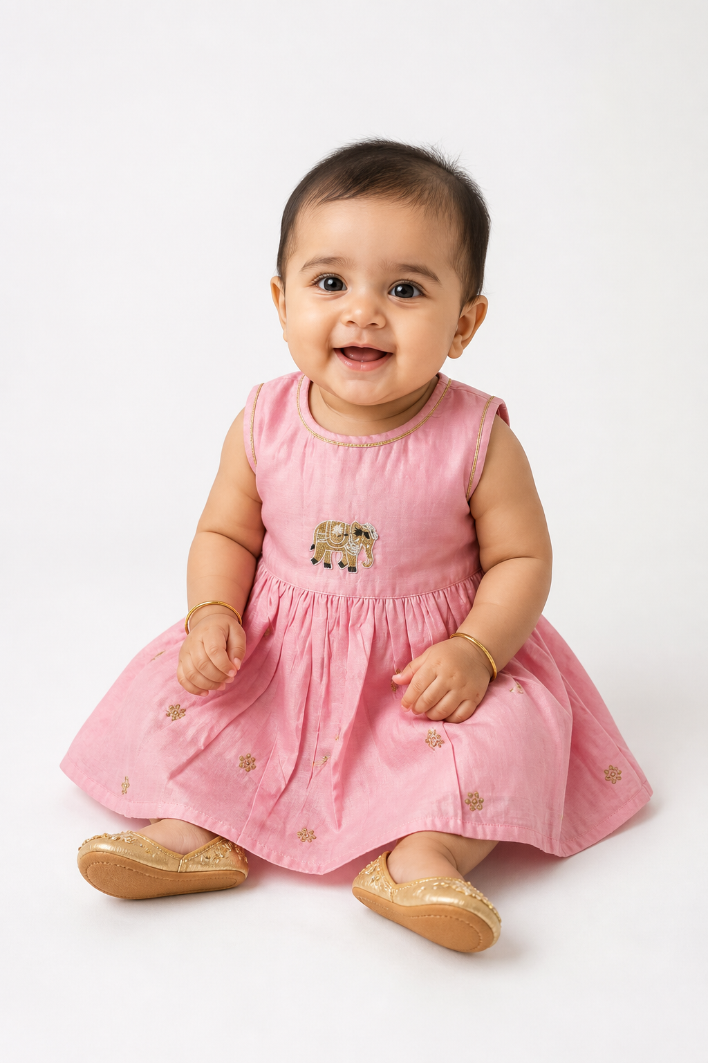 Pink Elephant Silk Frock