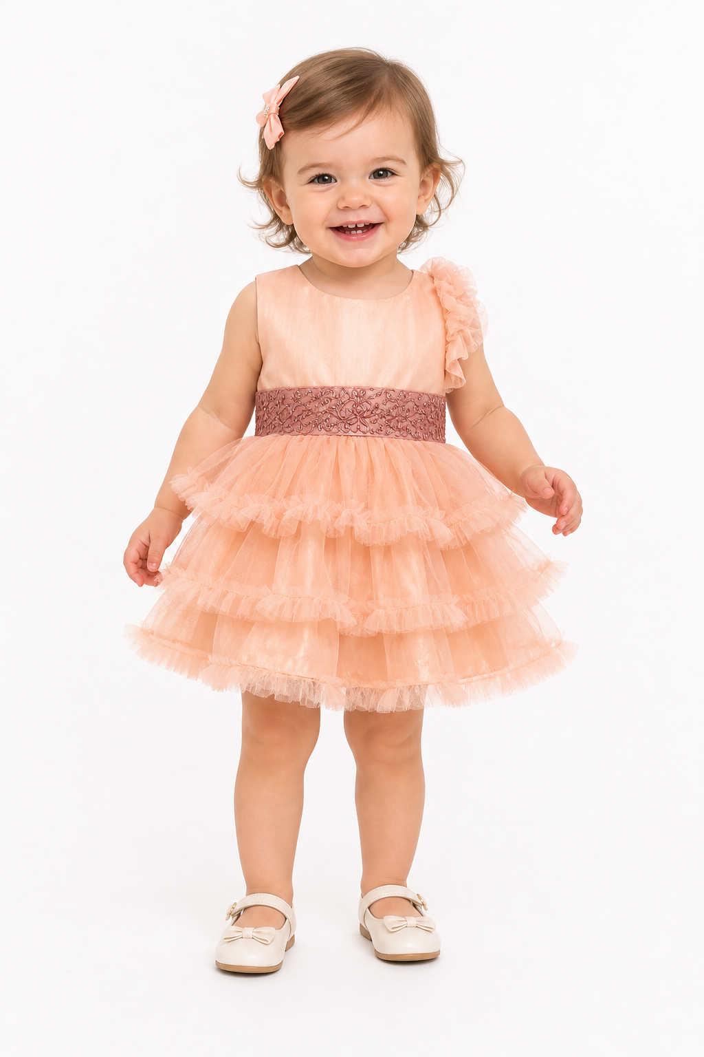 Peach Petal Tiered Frock