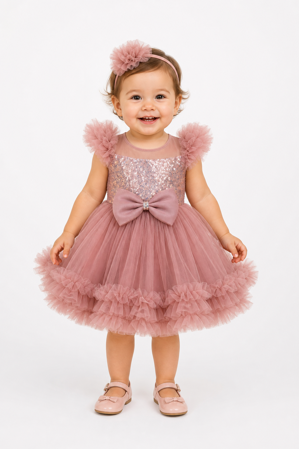 Rosy Shimmer Bow Frock