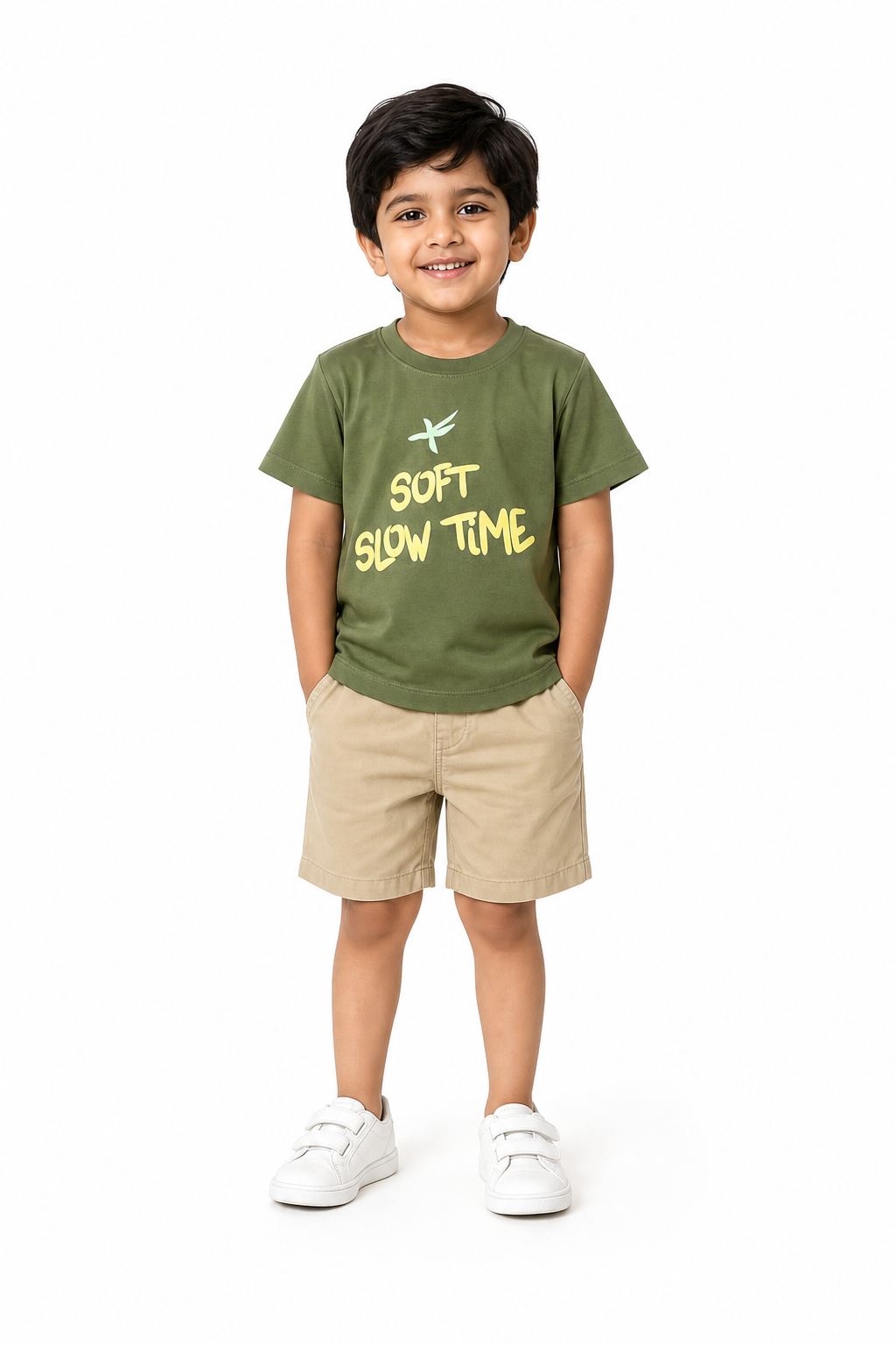 Green Slogan Tee & Shorts