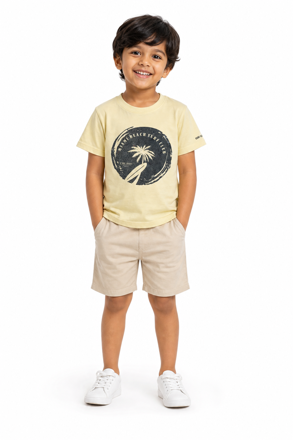 Cream Palm Tee & Shorts