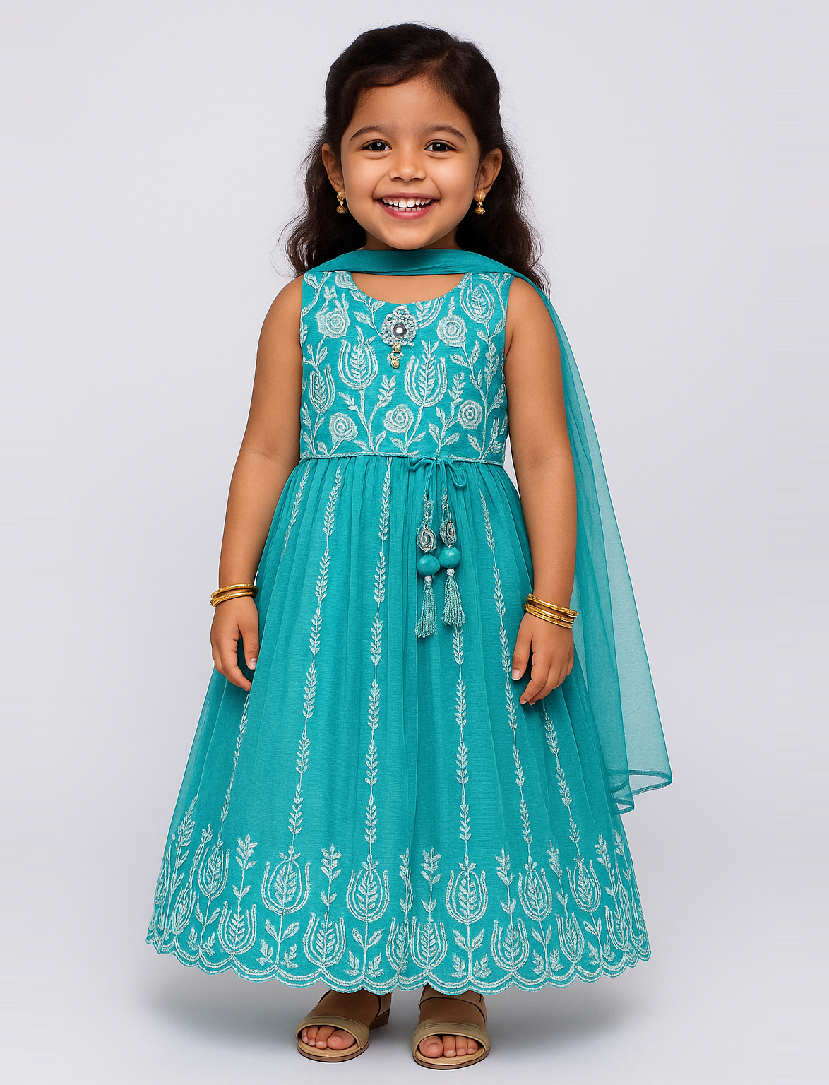 Teal Tulip Lehenga