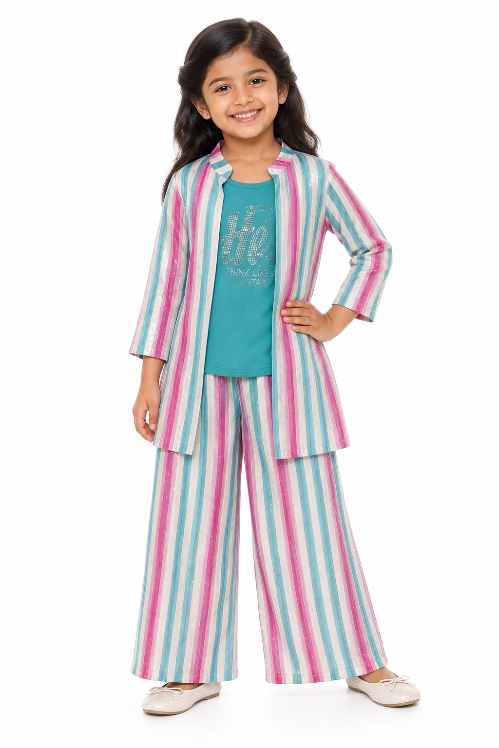 Candy Stripe Jacket Palazzo Set