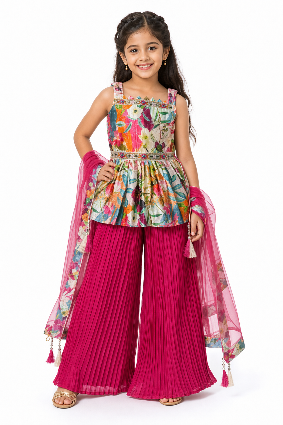 Rani Pink Floral Palazzo Set
